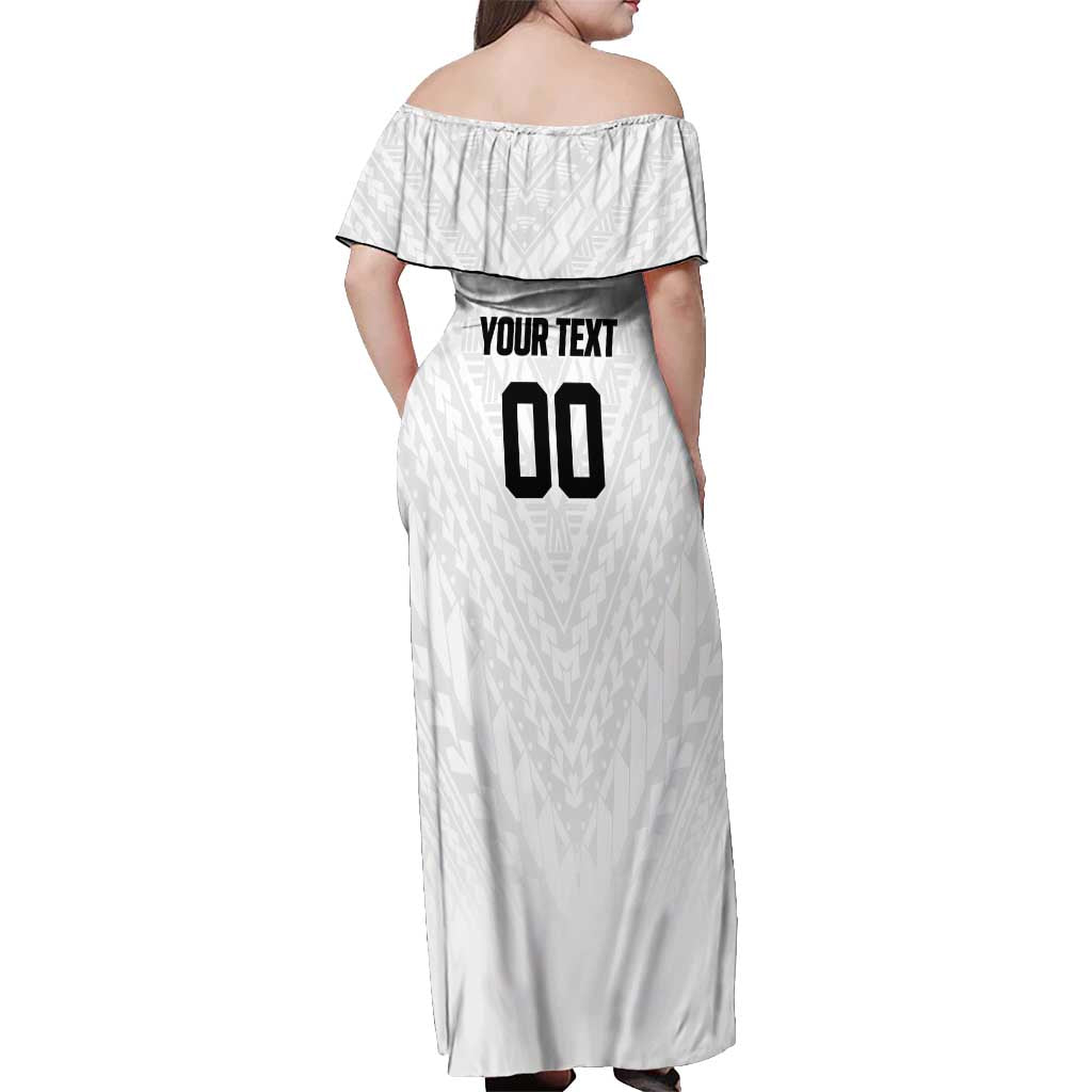 Custom Football New Zealand Off Shoulder Maxi Dress Aotearoa United White Version - Polynesian Pride