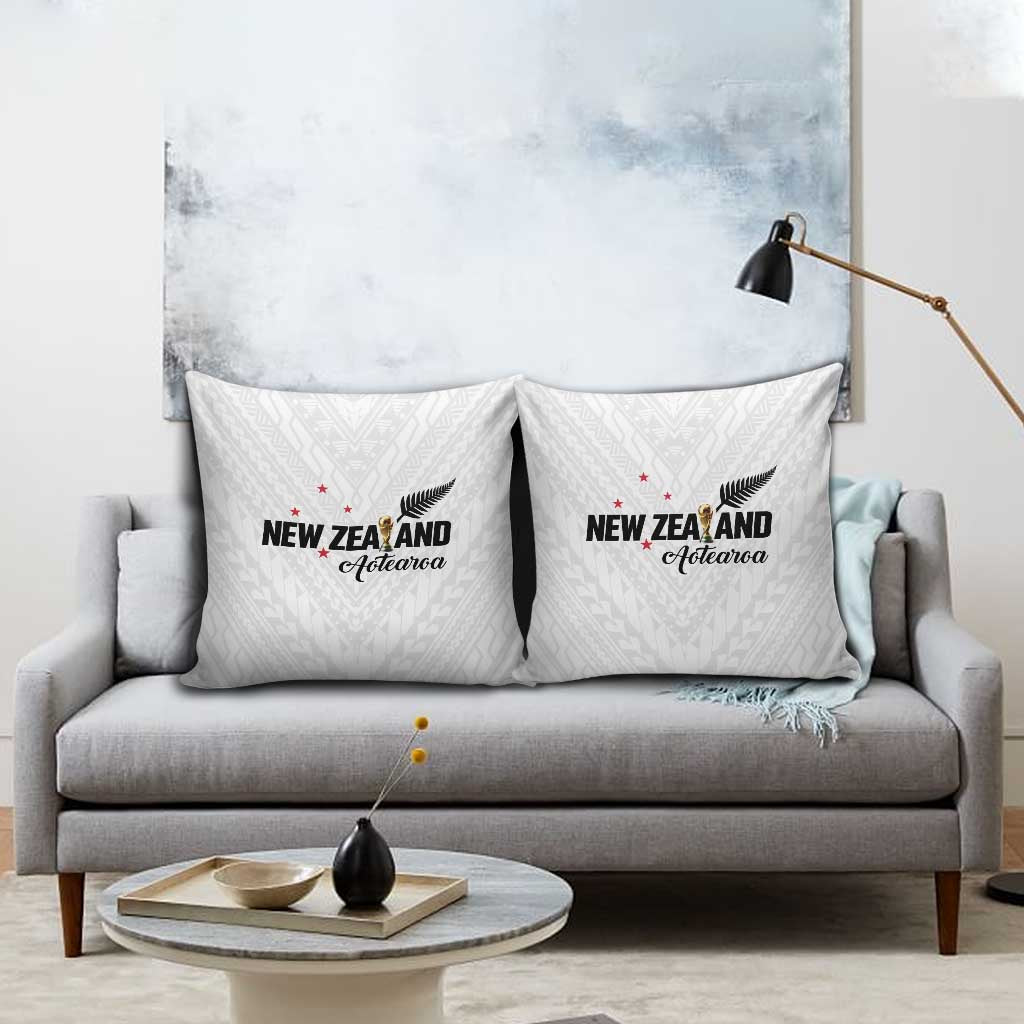 Football New Zealand Pillow Cover Aotearoa United White Version - Polynesian Pride