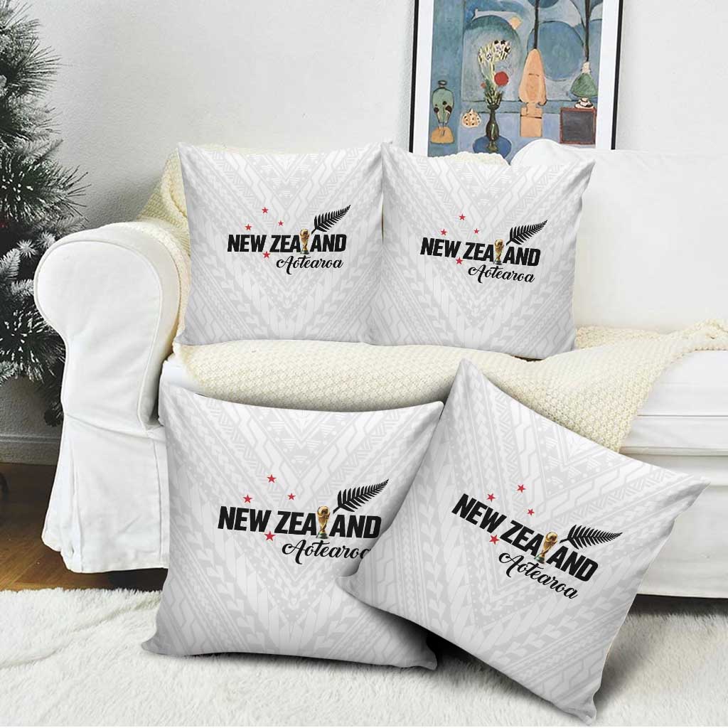 Football New Zealand Pillow Cover Aotearoa United White Version - Polynesian Pride