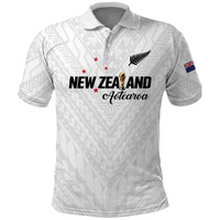 Custom Football New Zealand Polo Shirt Aotearoa United White Version - Polynesian Pride