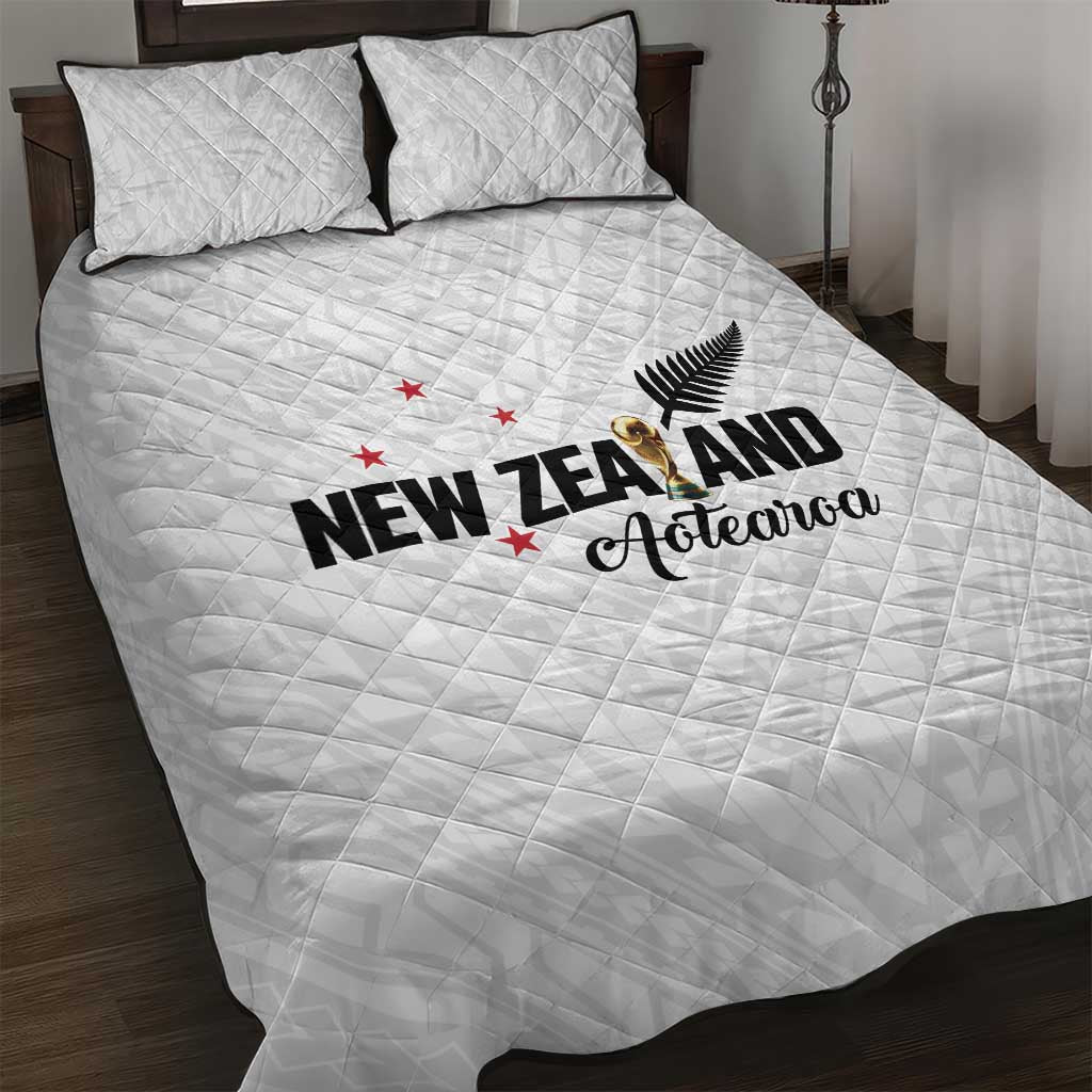 Football New Zealand Quilt Bed Set Aotearoa United White Version - Polynesian Pride