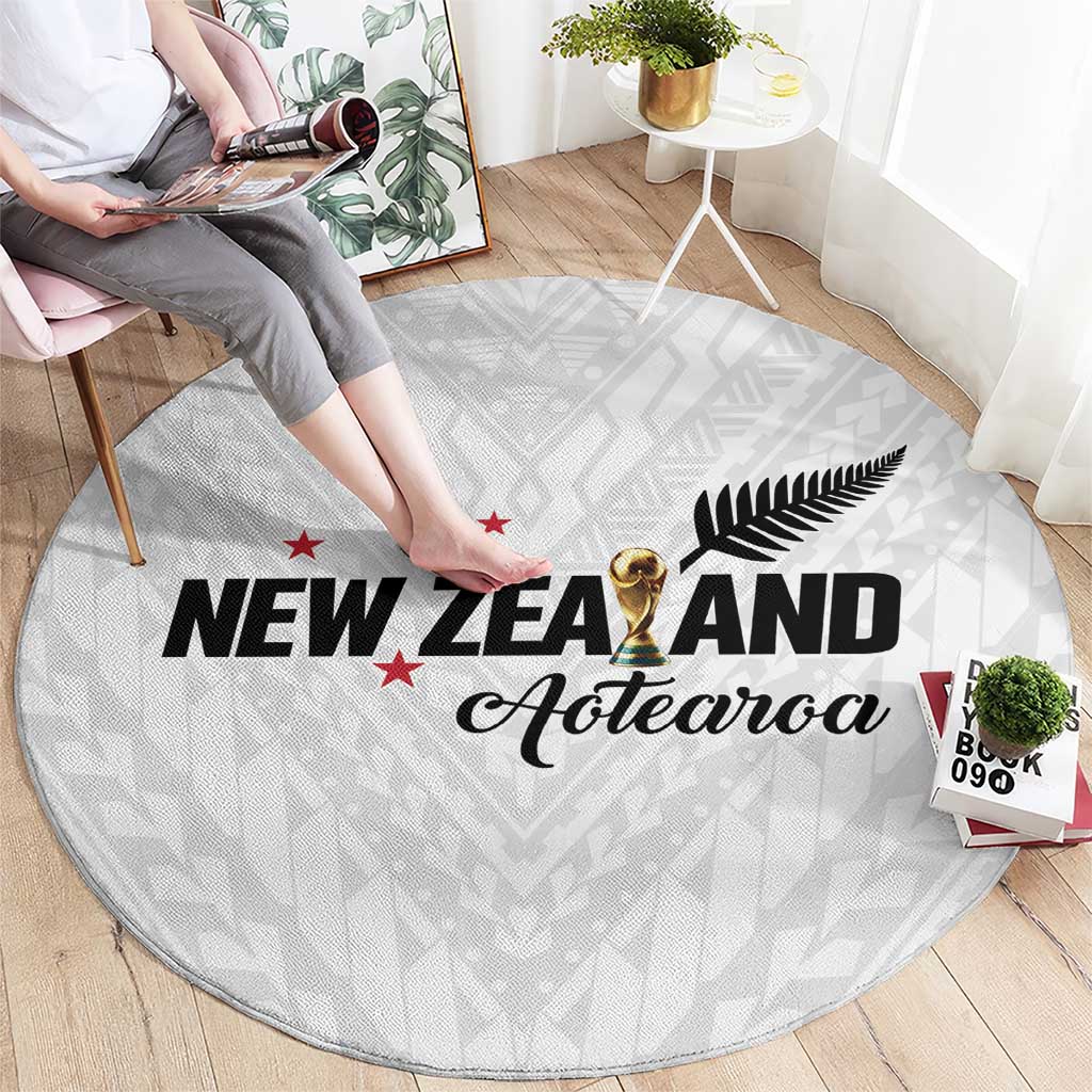 Football New Zealand Round Carpet Aotearoa United White Version - Polynesian Pride