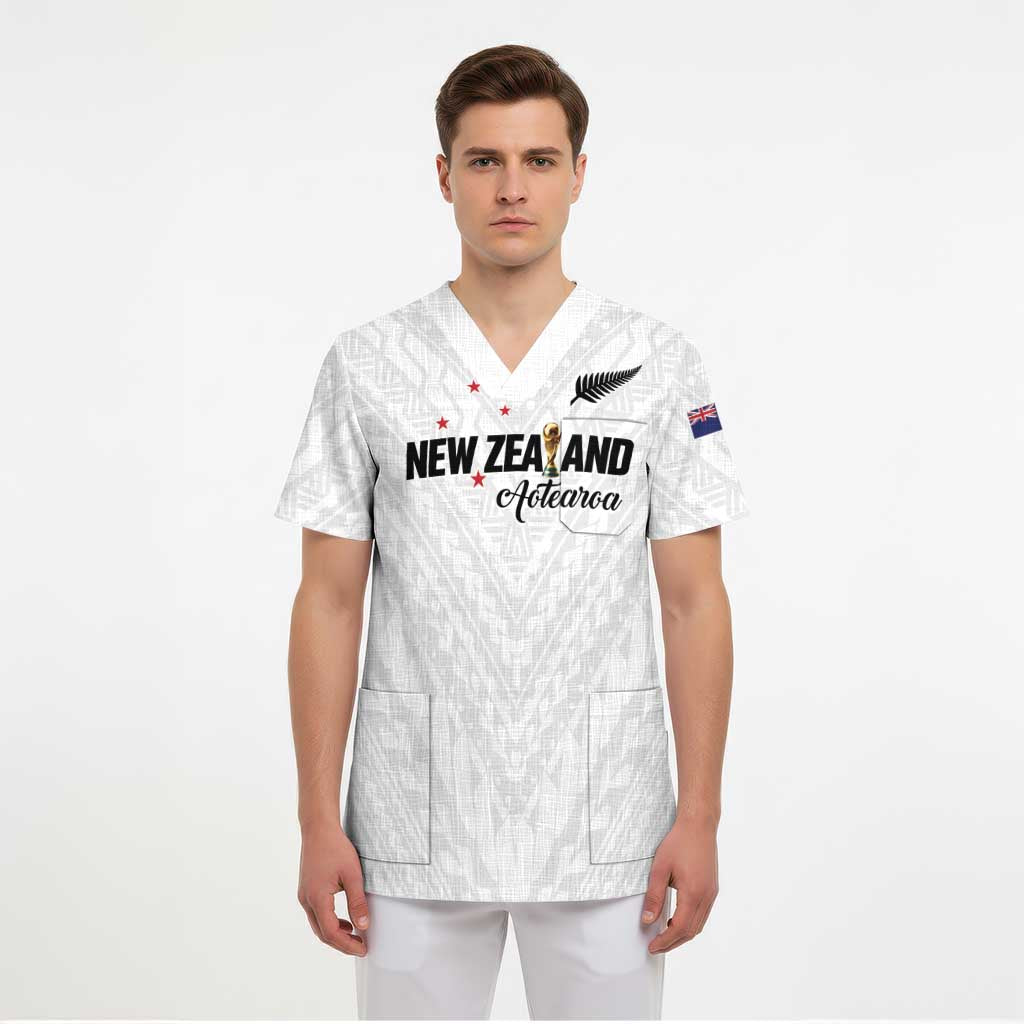 Custom Football New Zealand Scrub Top Aotearoa United White Version - Polynesian Pride