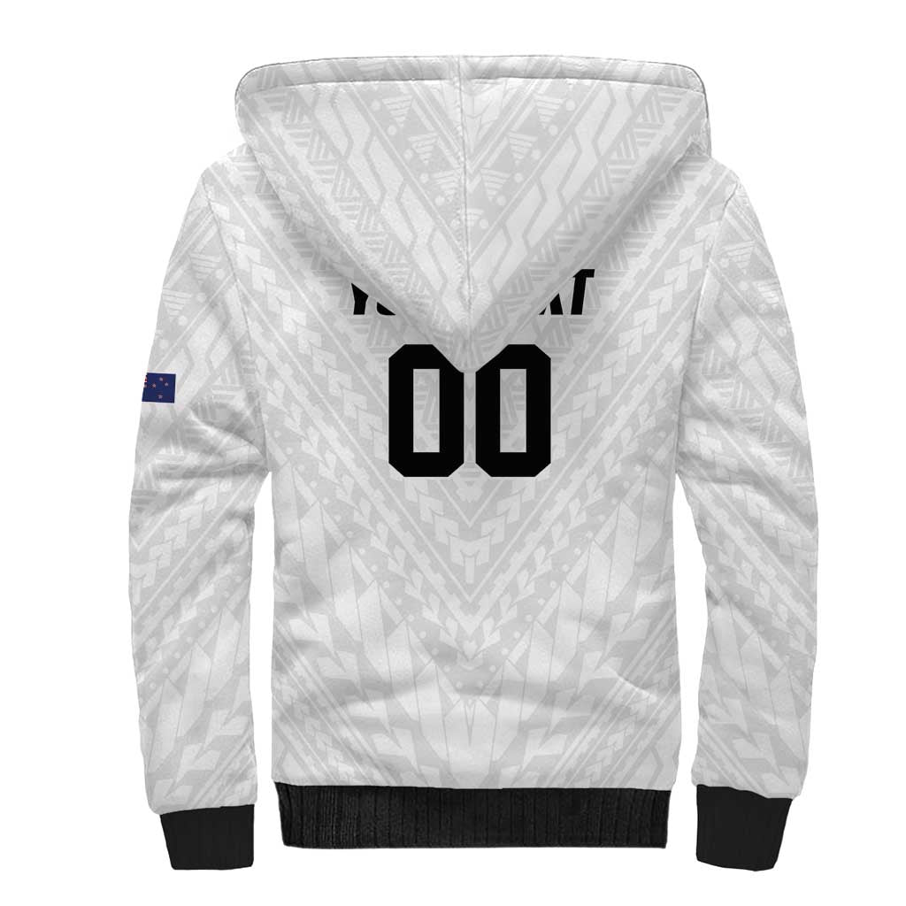 Custom Football New Zealand Sherpa Hoodie Aotearoa United White Version - Polynesian Pride