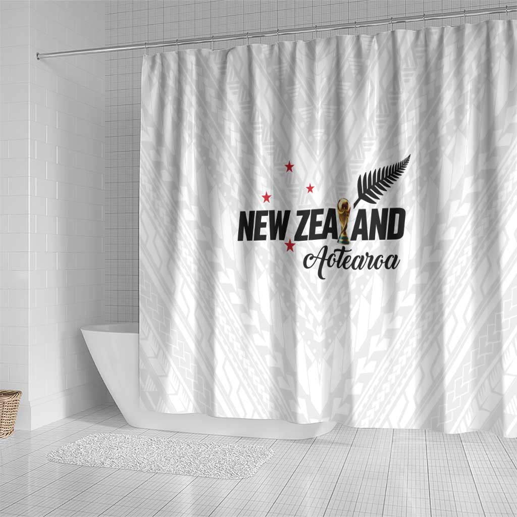 Football New Zealand Shower Curtain Aotearoa United White Version - Polynesian Pride