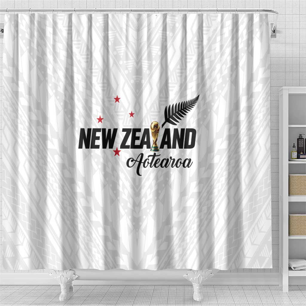 Football New Zealand Shower Curtain Aotearoa United White Version - Polynesian Pride