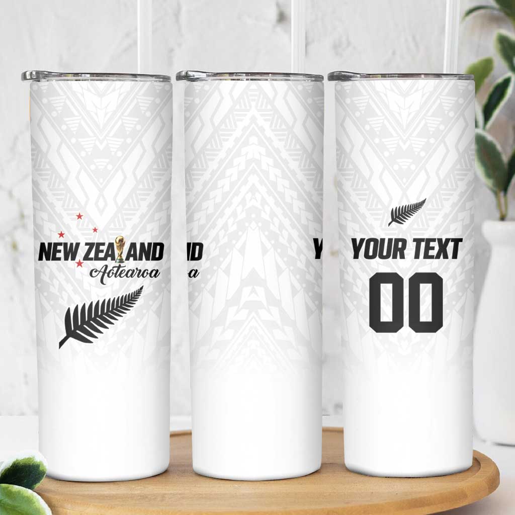 Custom Football New Zealand Skinny Tumbler Aotearoa United White Version - Polynesian Pride