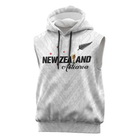 Custom Football New Zealand Sleeveless Hoodie Aotearoa United White Version - Polynesian Pride