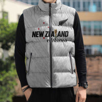 Custom Football New Zealand Sleeveless Puffer Jacket Aotearoa United White Version - Polynesian Pride