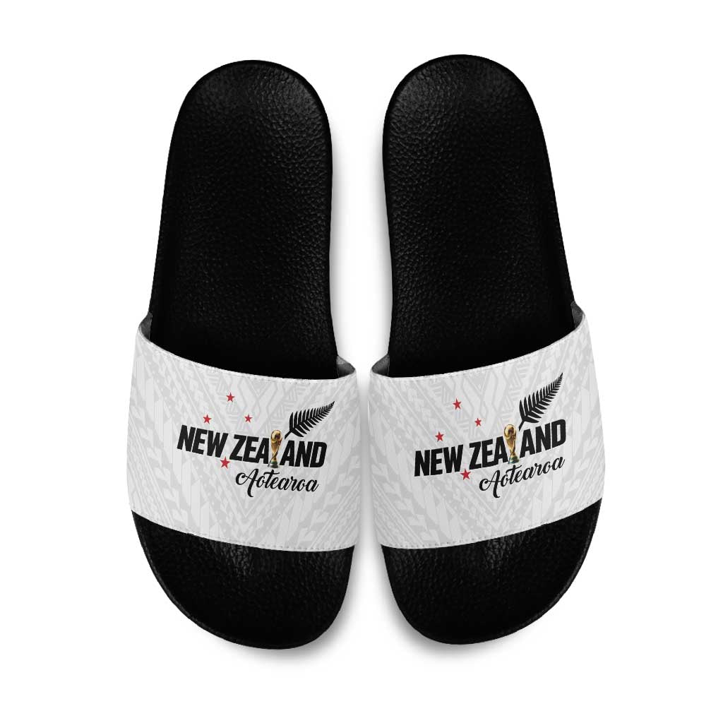 Football New Zealand Slide Sandals Aotearoa United White Version - Polynesian Pride