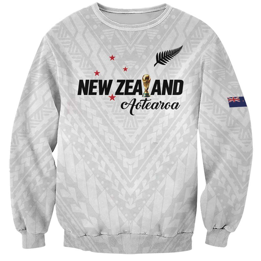 Custom Football New Zealand Sweatshirt Aotearoa United White Version - Polynesian Pride