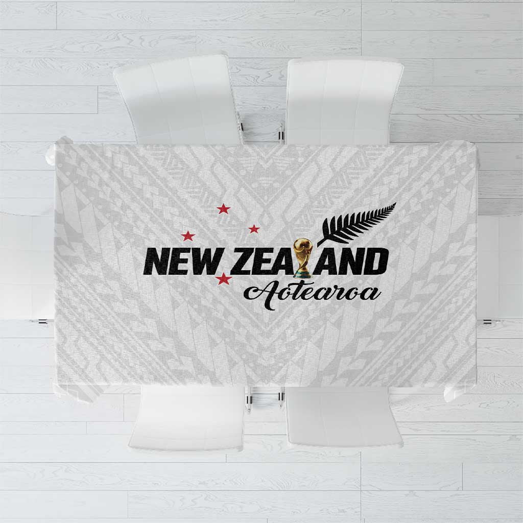 Football New Zealand Tablecloth Aotearoa United White Version - Polynesian Pride