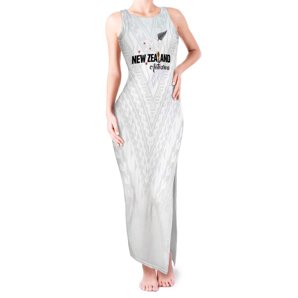 Custom Football New Zealand Tank Maxi Dress Aotearoa United White Version - Polynesian Pride