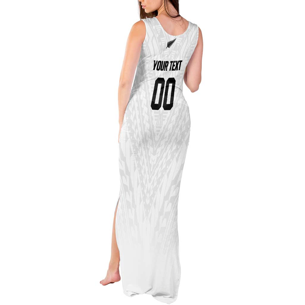 Custom Football New Zealand Tank Maxi Dress Aotearoa United White Version - Polynesian Pride