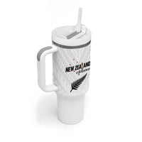 Custom Football New Zealand Tumbler With Handle Aotearoa United White Version - Polynesian Pride