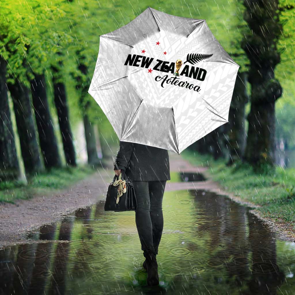 Football New Zealand Umbrella Aotearoa United White Version - Polynesian Pride