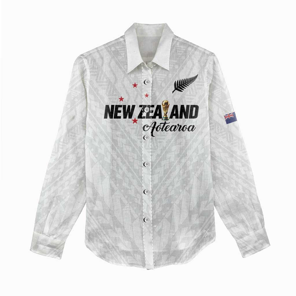 Custom Football New Zealand Women Casual Shirt Aotearoa United White Version - Polynesian Pride