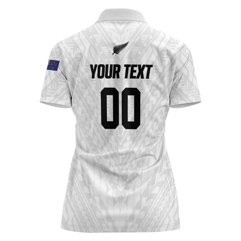 Custom Football New Zealand Women Polo Shirt Aotearoa United White Version - Polynesian Pride