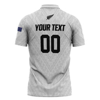 Custom Football New Zealand Zipper Polo Shirt Aotearoa United White Version - Polynesian Pride