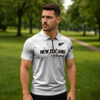 Custom Football New Zealand Zipper Polo Shirt Aotearoa United White Version - Polynesian Pride