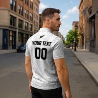 Custom Football New Zealand Zipper Polo Shirt Aotearoa United White Version - Polynesian Pride