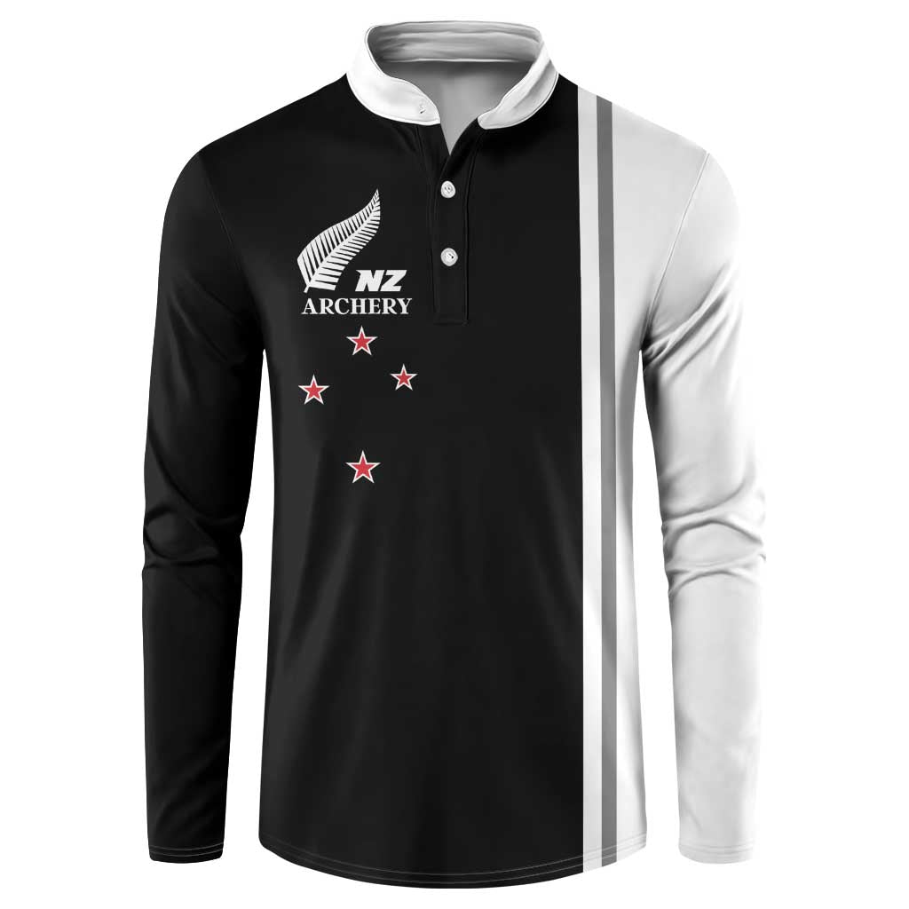Personalised New Zealand 2025 Archery Basic Button Sweatshirt Archery NZ LT01 Black - Polynesian Pride