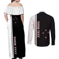Personalised New Zealand 2025 Archery Basic Couples Matching Off Shoulder Maxi Dress and Long Sleeve Button Shirt Archery NZ LT01 - Polynesian Pride