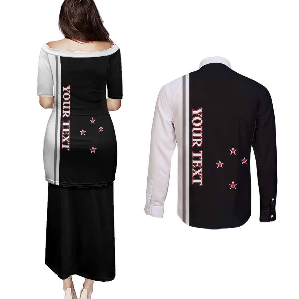 Personalised New Zealand 2025 Archery Basic Couples Matching Puletasi and Long Sleeve Button Shirt Archery NZ LT01 - Polynesian Pride