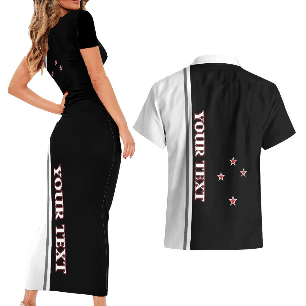 Personalised New Zealand 2025 Archery Basic Couples Matching Short Sleeve Bodycon Dress and Hawaiian Shirt Archery NZ LT01 - Polynesian Pride