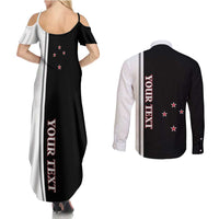 Personalised New Zealand 2025 Archery Basic Couples Matching Summer Maxi Dress and Long Sleeve Button Shirt Archery NZ LT01 - Polynesian Pride