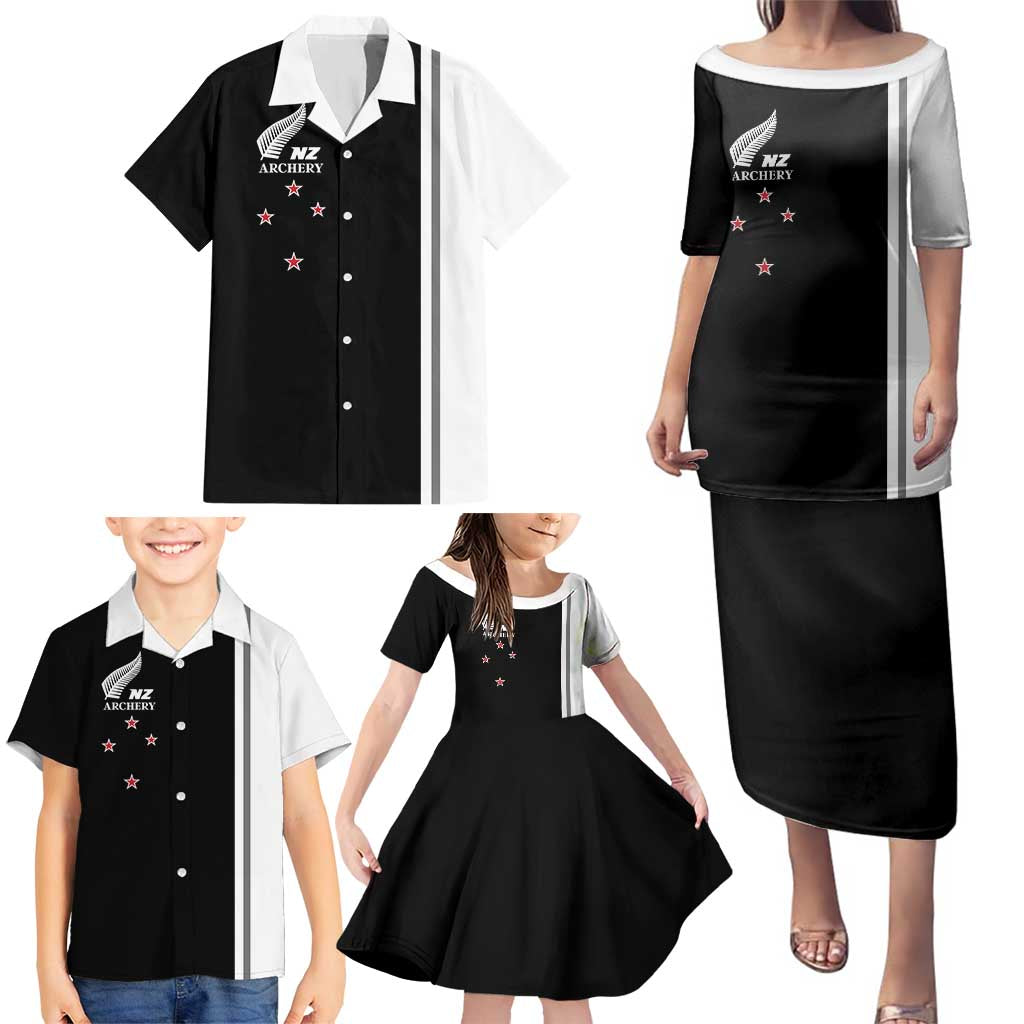 Personalised New Zealand 2025 Archery Basic Family Matching Puletasi and Hawaiian Shirt Archery NZ