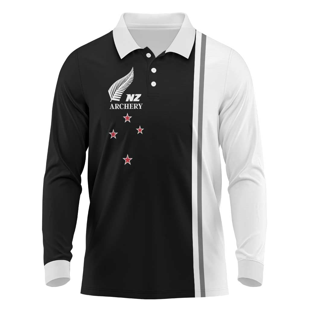 Personalised New Zealand 2025 Archery Basic Long Sleeve Polo Shirt Archery NZ