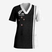 Personalised New Zealand 2025 Archery Basic Scrub Top Archery NZ LT01 Adult Black - Polynesian Pride
