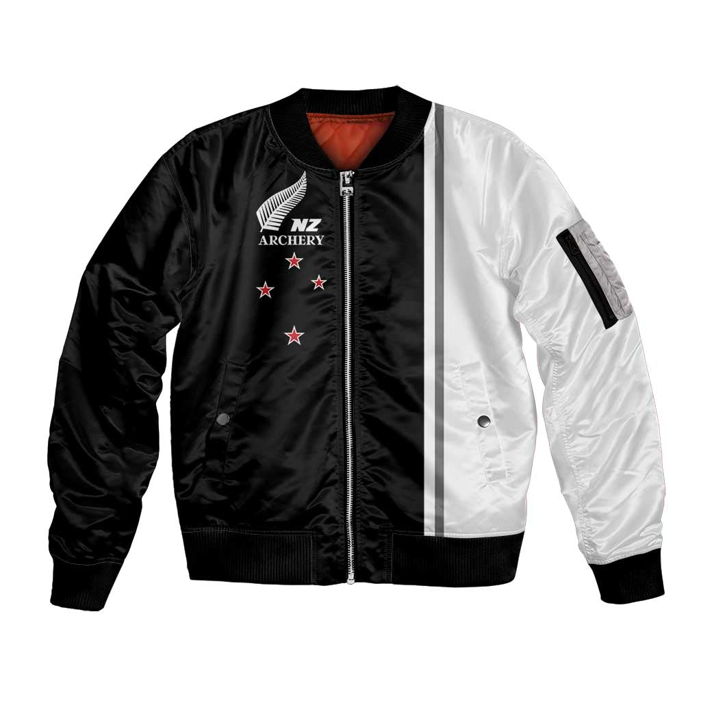 Personalised New Zealand 2025 Archery Basic Sleeve Zip Bomber Jacket Archery NZ