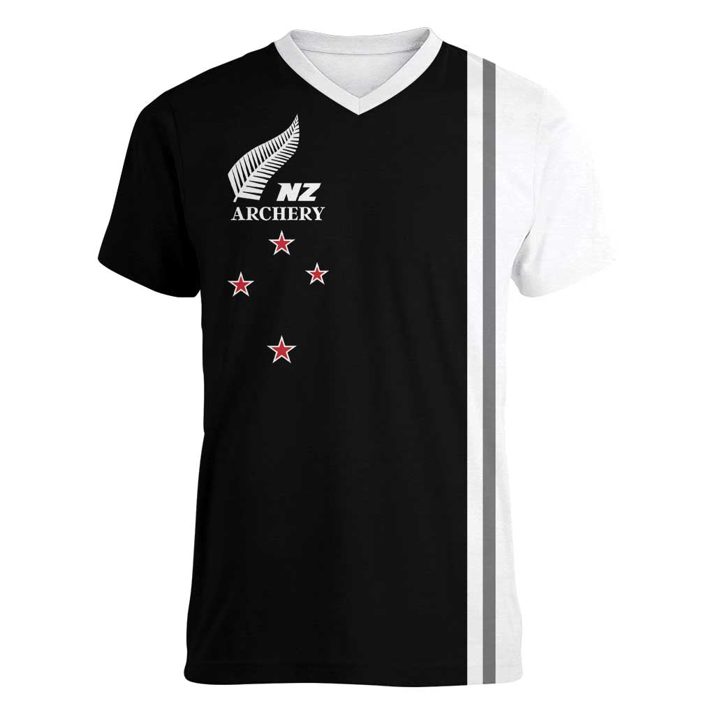 Personalised New Zealand 2025 Archery Basic Women V-Neck T-Shirt Archery NZ