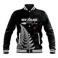 Personalised New Zealand 2025 Archery Baseball Jacket Aotearoa Silver Arrows Black LT01 Unisex Black - Polynesian Pride