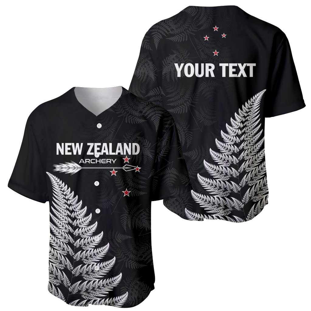 Personalised New Zealand 2025 Archery Baseball Jersey Aotearoa Silver Arrows Black