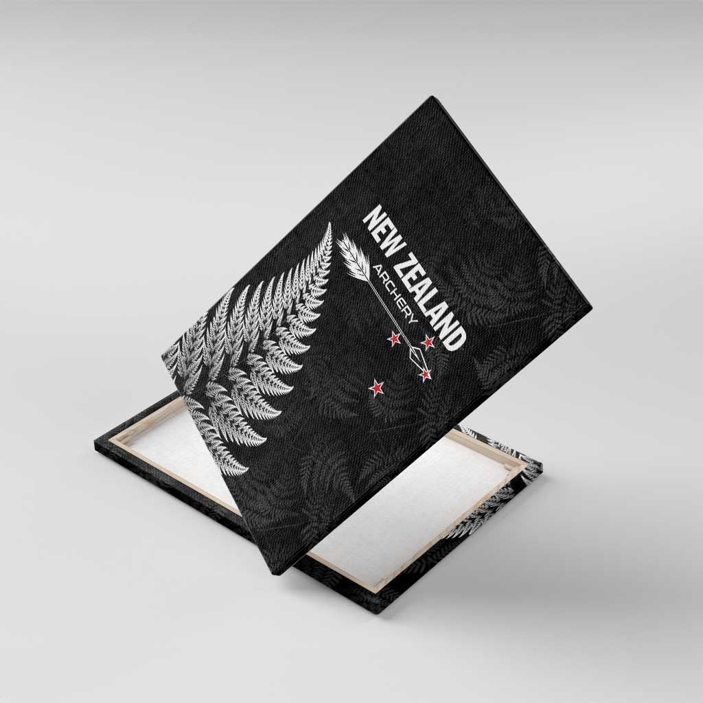 New Zealand 2025 Archery Canvas Wall Art Aotearoa Silver Arrows Black LT01 With Frame Black - Polynesian Pride
