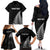 Personalised New Zealand 2025 Archery Family Matching Off The Shoulder Long Sleeve Dress and Hawaiian Shirt Aotearoa Silver Arrows Black