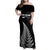 Personalised New Zealand 2025 Archery Family Matching Off Shoulder Maxi Dress and Hawaiian Shirt Aotearoa Silver Arrows Black