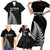 Personalised New Zealand 2025 Archery Family Matching Short Sleeve Bodycon Dress and Hawaiian Shirt Aotearoa Silver Arrows Black