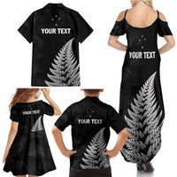 Personalised New Zealand 2025 Archery Family Matching Summer Maxi Dress and Hawaiian Shirt Aotearoa Silver Arrows Black