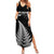 Personalised New Zealand 2025 Archery Family Matching Summer Maxi Dress and Hawaiian Shirt Aotearoa Silver Arrows Black