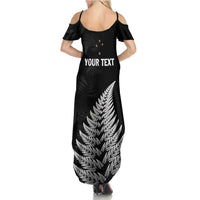 Personalised New Zealand 2025 Archery Family Matching Summer Maxi Dress and Hawaiian Shirt Aotearoa Silver Arrows Black