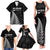 Personalised New Zealand 2025 Archery Family Matching Tank Maxi Dress and Hawaiian Shirt Aotearoa Silver Arrows Black