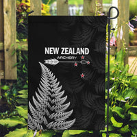 New Zealand 2025 Archery Garden Flag Aotearoa Silver Arrows Black LT01 Garden Flag Black - Polynesian Pride