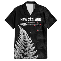 Personalised New Zealand 2025 Archery Hawaiian Shirt Aotearoa Silver Arrows Black LT01 Black - Polynesian Pride