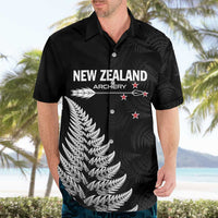 Personalised New Zealand 2025 Archery Hawaiian Shirt Aotearoa Silver Arrows Black LT01 - Polynesian Pride