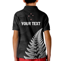 Personalised New Zealand 2025 Archery Kid Polo Shirt Aotearoa Silver Arrows Black