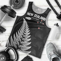 Personalised New Zealand 2025 Archery Men Tank Top Aotearoa Silver Arrows Black LT01 - Polynesian Pride